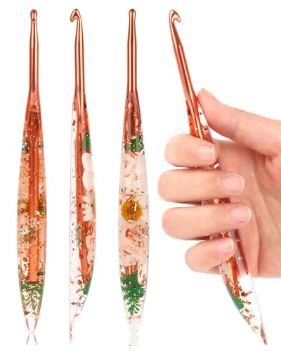 Coopay Crochet Hook, 5.5mm Ergonomic Crochet Hook with Floral Plastic Grips | Long Crochet Needles for Crocheting,Stylish and Unique, Ideal for Crocheting Blankets, Dolls, Shawls, Hats, Scarves (I-5.5mm) - size: I-5.5mm