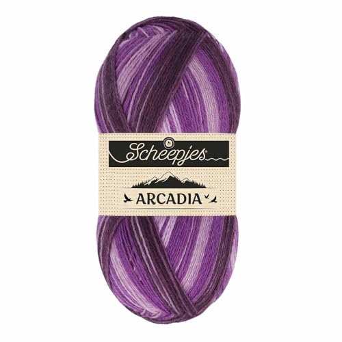 Scheepjes Arcadia Sock Yarn 100g – Shade 901 Erica Purple/Grey, Wool/PA - color: 901 Erica