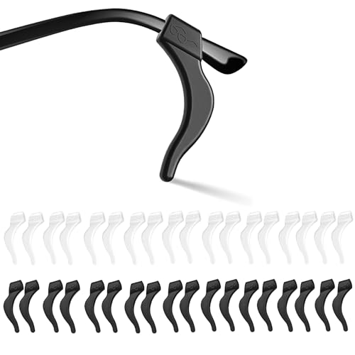 SMARTTOP Eyeglass Ear Grip-20 Pairs eye glasses ear grippers Anti-slip holders for ears,Silicone Ear Hook,glasses ear grip Retainer for Sports Glass Sunglasses Reading - color: Us-s-22a-black&clear