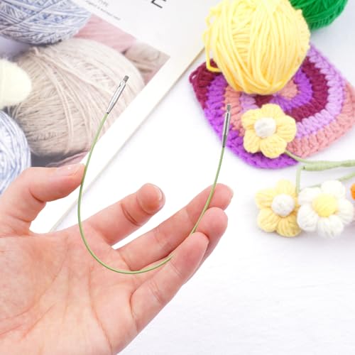 BsHooker Interchangeable Cables for Circular Knitting Needles 23.6 Inch | 360°Swivel Flexible Knitting Needles Cable - size: 24inch