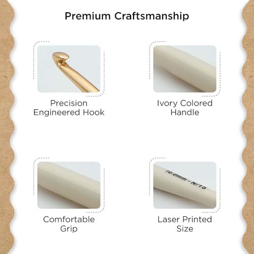 Knitter’s Pride Pearl Single-Ended Aluminum Crochet Hook - 10.00mm - size: 10.00 mm