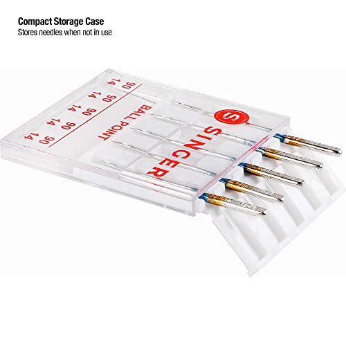 SINGER Ball Point Sewing Machine Needles, Size 90/14-5 Count - style: 100/16