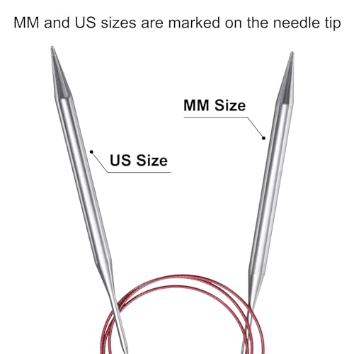 uxcell Size US 11 (8mm) Knitting Needles Circular Needle 40 Inch(100cm) Round Metal Stainless Steel Needle for Handmade Projects DIY Knit Blankets - color: Red, size: 40 inch Size US 11 (8mm)