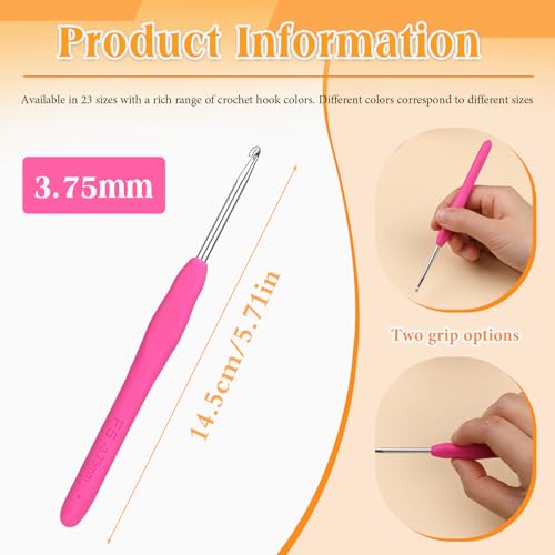 SHWAKK Crochet Hook, 3.75 mm Ergonomic Crochet Hook for Arthritic Hands | Crochet Needles, Knitting Needles with Soft Handle Beginners and Experienced Hobbyists (3.75 mm) - size: 3.75mm