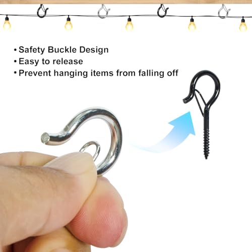 5-Pack Heavy Duty 2.08-Inch SilverScrew Hooks - Rustproof Metal with Safety Lock, 30LB Capacity（Includes Storage Case & Plastic Caps） (5, Silver) - color: Silver