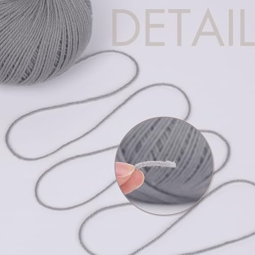 NICEEC 3 Skeins Soft Merino Wool Yarn- Gray | Soft & Warm, Finger Weight, Woolen Yarn for Crochet & Knitting, Total 5.3oz/606yds - color: Gray