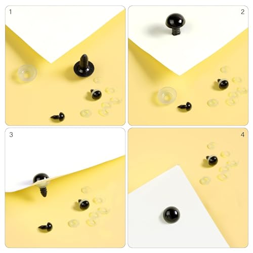 MUCUNNIA 400pcs 16mm Safety Eyes for Amigurumi with Washers Plastic Black Safety Eyes for Crochet Craft Safety Eyes for DIY Christmas Decorations Crochet Stuffed Animals Crafting - size: 16mm