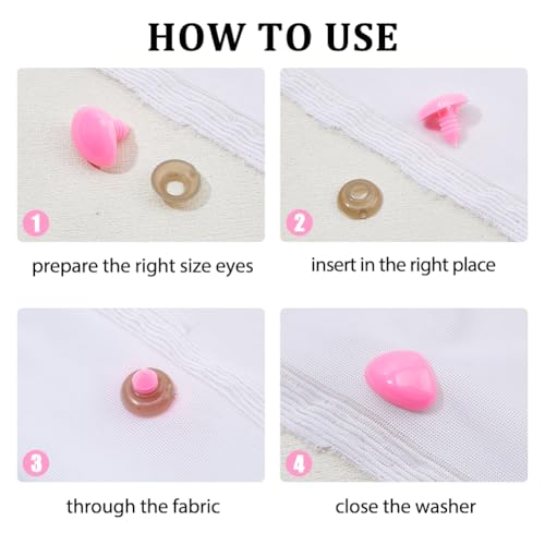 SUPERFINDINGS 70 Sets Pink Safety Noses Craft Plastic Triangle Nose with Washers Stuffed Animals Noses for Rabbit Doll Bear Plush Animal Puppet Crafts Supplies, Width:19.5mm