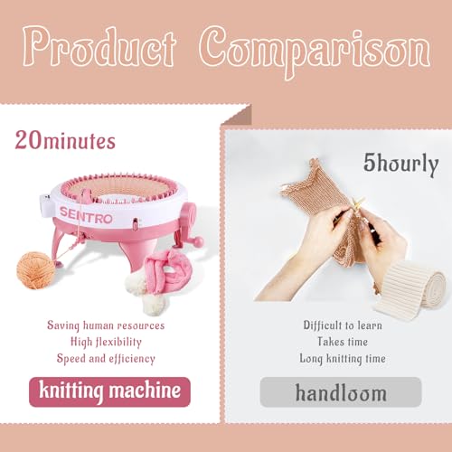 BUAOB SENTRO Knitting Machine 48 Needles for Adults, Smart Automatic Circular Crochet Knitting Machine with Row Counter