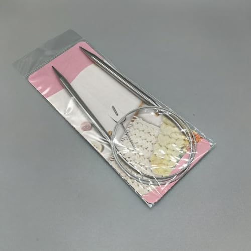 Circular Knitting Needles, 60cm Smooth Stainless Steel 2.0mm Fine Point Flexible Wire Cable, Curved Needle for Knitting Sweaters Socks and DIY Weaving Craft Set 24 Inch Length