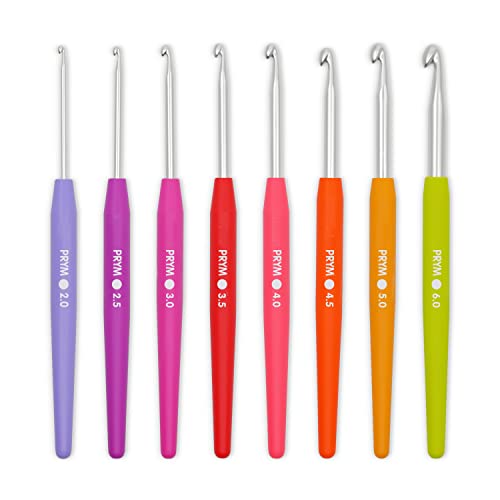Prym Soft Grip Aluminum Crochet Hook Set, 2-6mm | Multicolor, Crochet Essentials