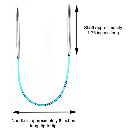 addi Skacel Turbo Original 8 Inch US 0 (2.0mm) Circular Knitting Needles | Ultra-Slick Finish, Slightly Blunt Tip, Memory-Free Blue Cords, Seamless & Snag-Free Joins, 10 Stitch Markers - size: US 0 (2.0mm), 08 in. (20cm)