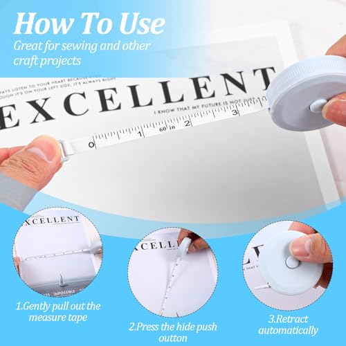 50 Pcs Tape Measure Retractable Measuring Tape Soft Small Measurement Mini Sewing Fabric Measurer Flexible Pocket Cloth Fabric Measurement Digital for Body (60 Inch)