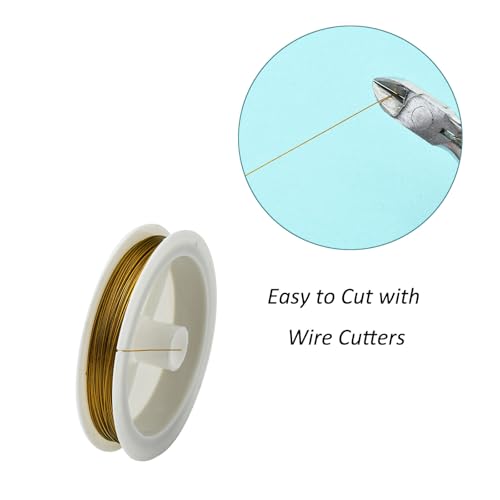About 164.04 Feet Tiger Tail Wire, 0.45mm Goldenrod Nylon-Coated Stainless Steel Round Metal Wire for Sculpting Doll Making Modelling Floral Wreath Wrapping and Holiday Craft Supplies