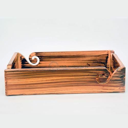 Solid Handmade Crafted Wooden Portable Antique Yarn Storage Bowl Tray - Holder for Knitting Crochet Hook Accessories - Multipurpose Organiser (Teak Yellow, 12" x 8" x 2.5") - color: Teak Yellow