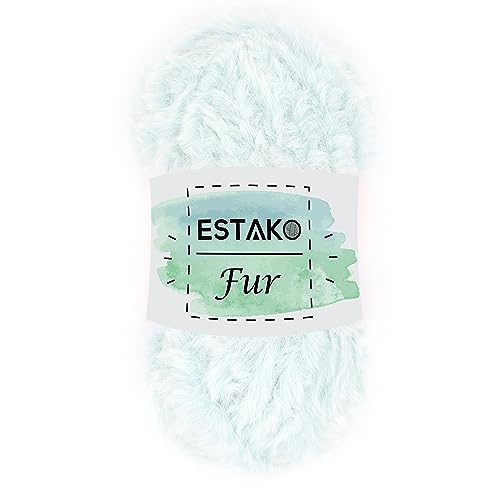 Estako Fur, 100% Polyester Faux Fur Yarn, Super Chunky Fluffy, Alice Blue | soft, furry, fuzzy, plush, 100 g, 71 yds, teddy bears, pom poms, amigurumi, 8-10 mm needles - color: 40552 - Alice Blue, size: 1 Skein