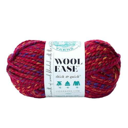 Lion Brand Yarn Wool-Ease Thick & Quick Yarn, Soft and Bulky Yarn for Knitting, Crocheting, and Crafting, 1 Skein, Campfire | Super Bulky Wool Acrylic Blend Fiber for Soft Hats, Sweaters, Chunky Blankets, Yarn for Crochet, Knitting, Crafts, Weaving - colo
