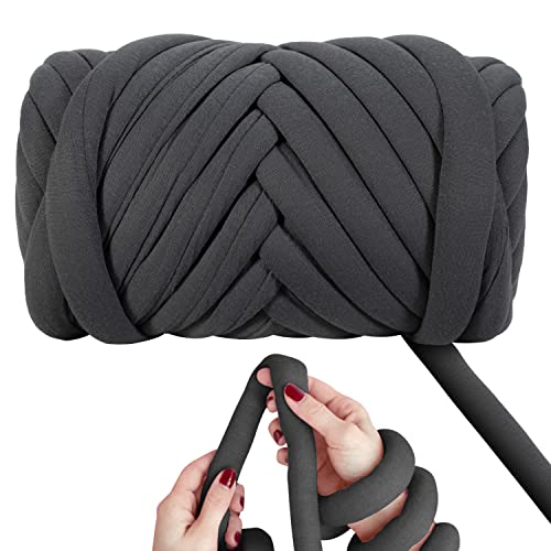 DIY, 2.2 LBS of Soft Polyester Bulky Yarn for Hand Knitting Blanket, Pillow, Handbag, Dark Grey, 41.5 Yards, Arm Knitting Yarn for Chunky Braided Knot Throw Blanket, Weave Craft Crochet - color: Dark Grey (Polyester)