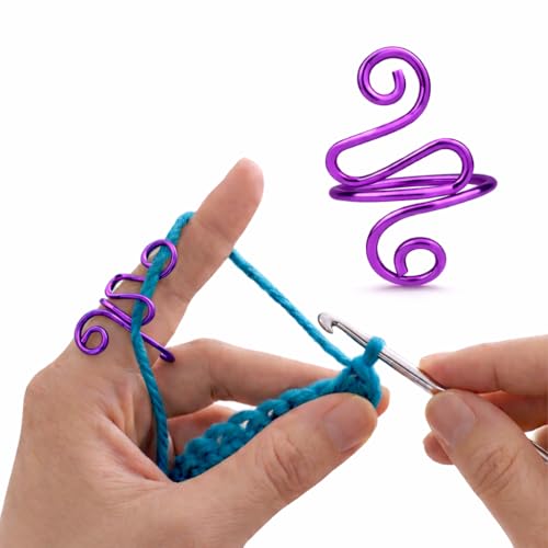 Crochet Tension Ring, Adjustable Crochet Ring for Finger, Works to Loop Yarn, Crochet Accessories, Crochet Supplies, Crochet Hooks, Gift, Resizeable, 1 Count (Purple) - color: Purple