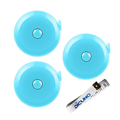 DiCUNO 3-Pack Soft Retractable Measuring Tape, 60-Inch 1.5 Meter, Sky-Blue | Measuring Tape for Pocket, Body Tailor Sewing Craft Cloth, Medical Nursing, Tape Measure - color: Sky Blue*3pcs