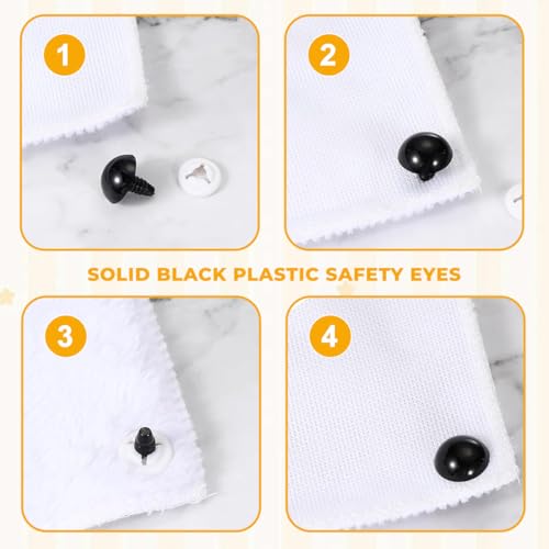 50Pcs 18mm/0.7inch Solid Black Plastic Safety Eyes with Washers