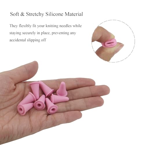 8pcs Knitting Needle Stoppers, Pink Small Silicone Knitting Needle Point Protector Needle Tip Cap Stitch Stopper Protector Cover Knitting Accessories Supplies for Knitting Needle, SATONBEYI - color: Pink, size: Silicone-Small-8P