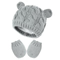 Baby Winter Hat Mittens Set Knitted Beanie Gloves for Baby Girls Boys Newborn Infant Toddler Autumn Winter - color: Gray