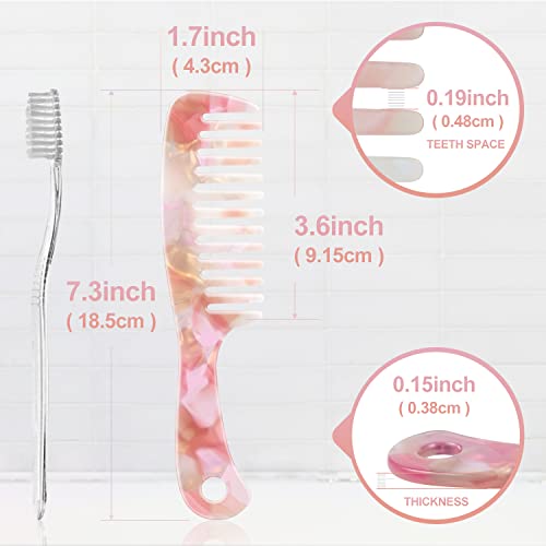 Large Wide Tooth Hair Comb Tortoise Shell Comb for Thick Curly Hair | Cellulose Acetate Hair Detangling Comb Round Tooth for Women Men or Kids, Anti-Static Wet or Dry, Purple - color: Purple