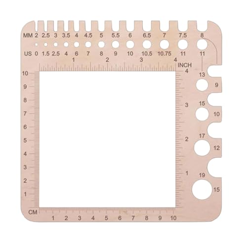 Crochet Gauge Ruler Stitch Counter Spinning Wheel Yarn Measuring Handmade Accessories Wooden Knitting Multi-Function Tool Square Knitting Accessories
