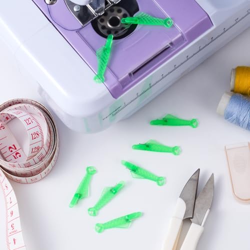 Alpinleux 12 Pcs Fish Type Sewing Machine Needle Threader, Needle Threader for Sewing Machine, Sewing Machine Threader, Needle Threaders for Hand Sewing (Green, Small)