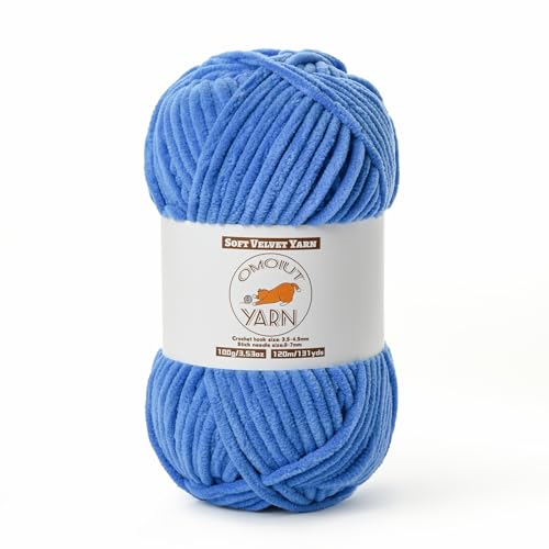 Fluffy Velvet Yarn for Crocheting, Chunky Chenille Baby Blanket Yarn for Crocheting, Soft Fuzzy Puzzle Yarn for Knitting, 100g/3.53oz Bulky Thick Amigurumi Crochet Yarns(Azure) - color: Azure