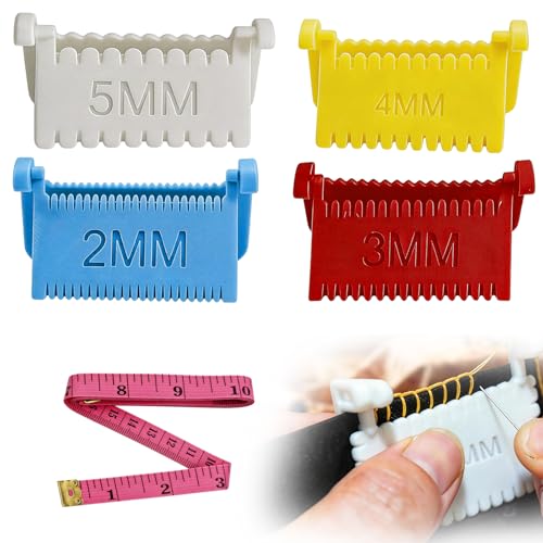 5Pcs Sewing Ruler,4 Clip and 1 Soft Measuring Tape, Sewing Clips for Quilting, Edge Stitching, Hand Sewing, Clip On Sewing Ruler for Accurate Fabric Measurement and Crafting