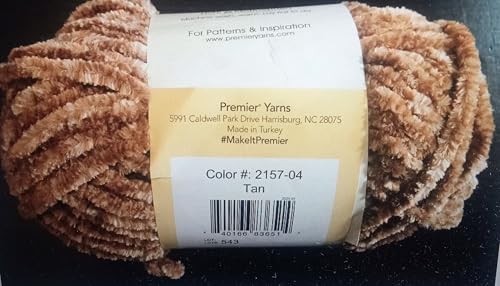 JF- Chenille Baby Soft Yarn, 65 Yards, Set of 4 Skeins (Tan)