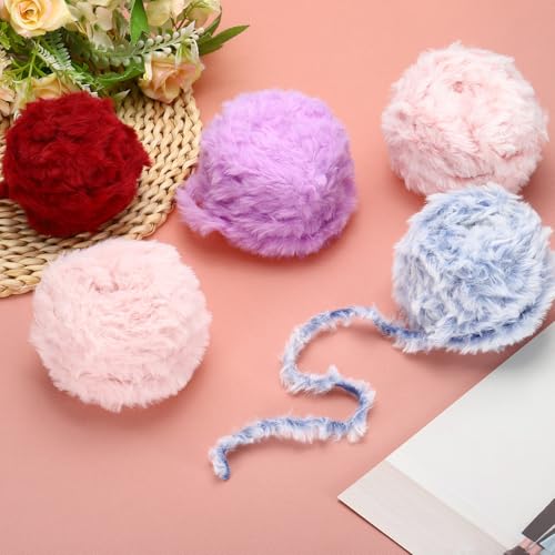 PATIKIL 35yds Faux Fur Yarn, 2 Skeins Fuzzy Yarn Crochet Fluffy Yarn Soft Chunky Polyester Plush Fur Eyelash for Crocheting Knit Blanket Rug Sweater Scarf Hat Bear Craft, Camel