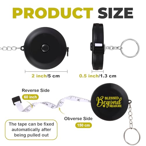 12 Pack Christian Keychain Measuring Tape Ruler Retractable Measure Tape Women Christian Favor for Body Sewing Fabric Tailor Cloth Craft Medical Measurement(Black) - color: Black