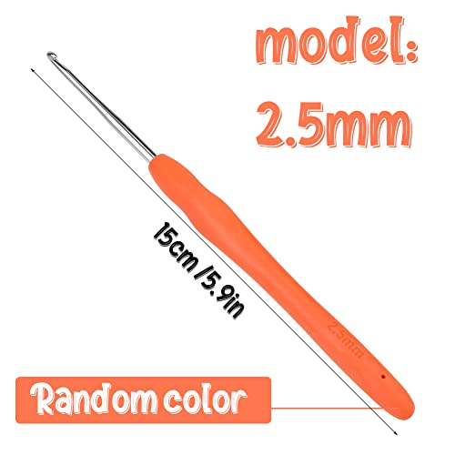 SHWAKK Crochet Hook, 2.5 mm Ergonomic Crochet Hook for Arthritic Hands | Crochet Needles, Knitting Needles with Soft Handle Beginners and Experienced Hobbyists - size: 2.5mm