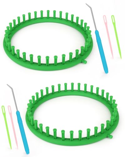 Aeelike 2 PCS Round Knitting Loom for Hat Socks DIY Crafts, 9.4inch | Round Knitting Loom Kit with Removable Pegs, Beginners Knitting Kit for Hats Socks Scarves DIY Crafts, Idel Gift - color: Green-9.4inch, size: 2pcs