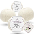 Super Air 4-Set Baby Alpaca - Soft and Fast Hand Knitting Yarn 7.05 oz/ 568 Yards - Natural Ecru - color: NFA01 Ecru