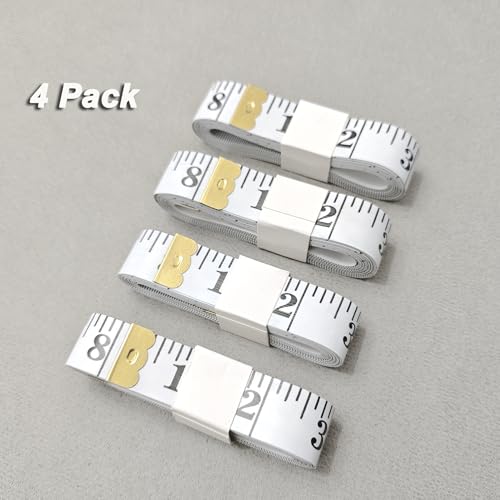 4 Pack Soft Tape Measure Double Scale 120-inch/300cm, Fabric Craft Tape Measure & Medical Body Measurement, Sewing Flexible Vinyl Ruler & Measuring Tape for Body Weight Loss (White) (White) - color: White