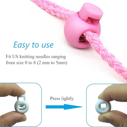 20Pcs Knitting Needle Stoppers, Needle Point Locks, Plastic Stitch Stoppers, Single Hole Spring Toggle Stopper Knitting Accessories(Circle) - size: Circle