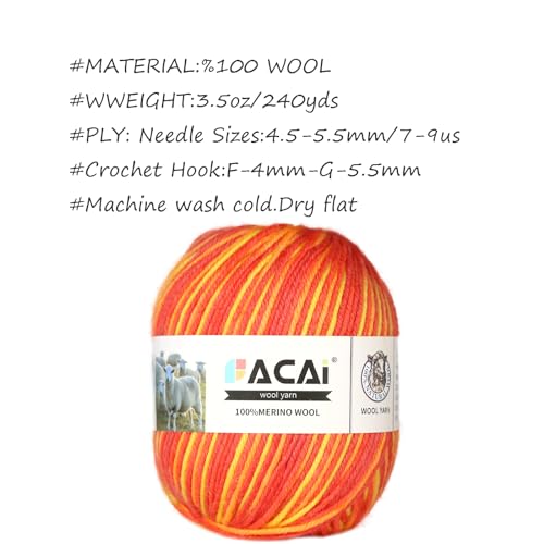 Facai Merino Wool Yarn Sock Yarn - 100% Pure Merino Wool Roving for Knitting, 1-Ball Set, 3.5oz (240 Yards), Worsted Weight (1, Flamingos) - color: Flamingos