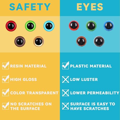 MUCUNNIA 160pcs Safety Eyes for Amigurumi with Washers 10/12/16/18mm Colorful Plastic Safety Eyes for Crochet Craft Safety Eyes Gift for Crochet Lovers Halloween Decorations Stuffed Animals Crafting