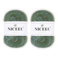 NICEEC 2 Skeins Fancy Mohair Blend Yarn 3.53oz/438yds - Greenery | Crochet & Knit, DIY Project Starter Kit，Handbag，Sun Hat，Shoes， Shopper Bag - color: Greenery