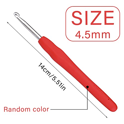 QMNNMA 4.5 mm Crochet Hook, Ergonomic Crochet Hooks for Arthritic Hands | Crochet Needles for Yarn, Extra Long Knitting Needles for Beginners, Left-handed People, Making Blanket - size: 4.5mm