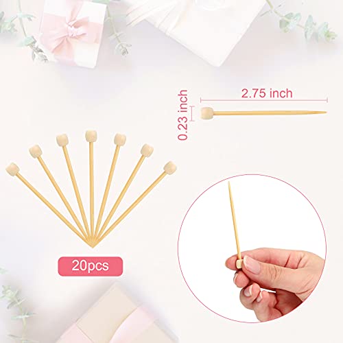 Luinabio 20 Pcs Crochet Marking Pins Mini Knitting Needles, 2.75 Inch Bamboo Smooth Single Pointed Short Sewing Pins Knitting Needles Ami Sticks for Beginners DIY Craft Crochet Supplies(Natural Color) - color: Natural Color