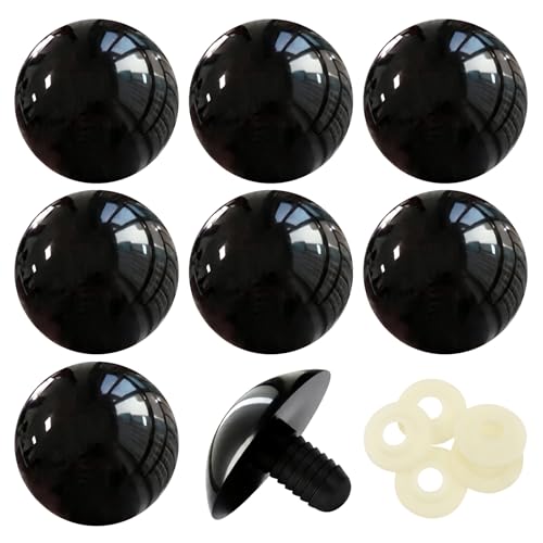 TOAOB 8pcs 45mm Large Safety Eyes for Amigurumis Black Plastic Crafts Doll Eye with Washers for DIY Crochet Stuffed Animals Doll Making Supplies - color: Black, size: 45mm