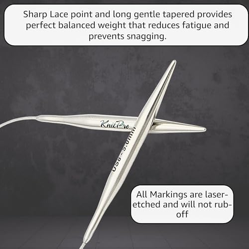KnitPro Stelo Lace 40-Inch US 0 (2mm) Circular Knitting Needles | Lightweight Stainless Steel, Perfectly Tapered Sharp Tips, Memory-Free Cables, Smooth Joins, 10 Stitch Markers - size: US 0 (2mm), 40in.