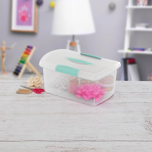 Sterilite Medium Nesting ShowOffs, Stackable Small Storage Bin with Latching Lid and Handle, Plastic Container to Organize Home, Clear, 18-Pack - size: Medium, style: 18 Pack