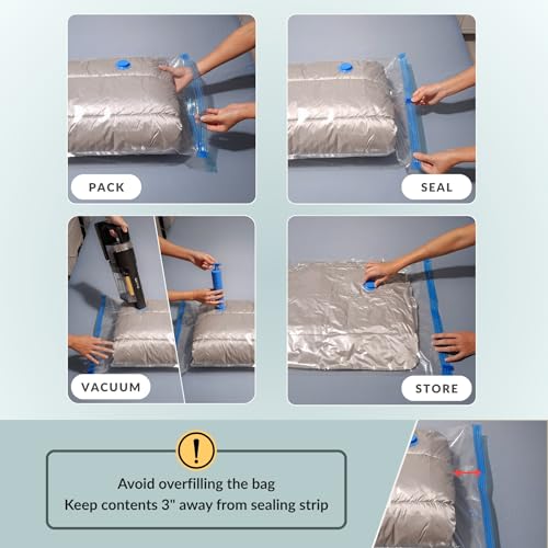 10 XL Jumbo Vacuum Storage Bags with Pump | Extra Large Compression Space Saver, For Comforter, Duvet, Blanket, Bedding, Vacuum Seal for Clothing