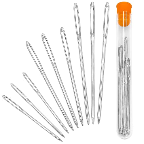 Large-Eye Blunt Stainless Steel Yarn Needles (18-Piece Set) – Easy-Thread Knitting, Sewing & Craft Finishing Needles with Storage Bottle